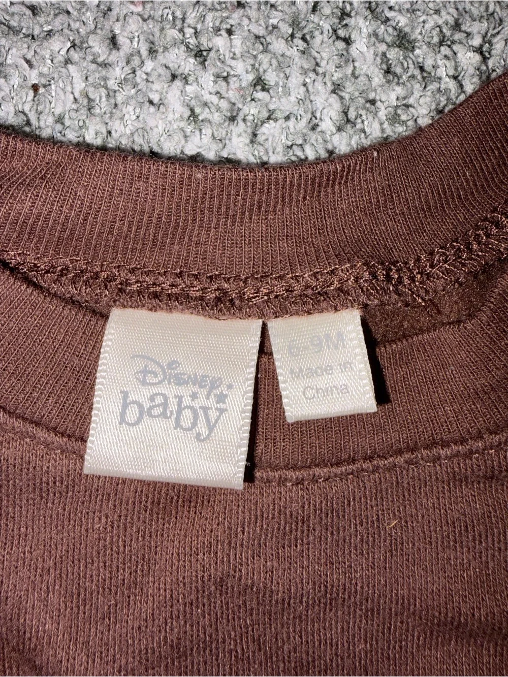 Disney Baby Brown Plaid Mickey Mouse Sweatshirt Onesie Bodysuit